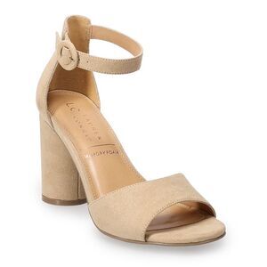 LC Lauren Conrad Bunting Women's Block Heel Dress Sandals Size 10 Beige NWT